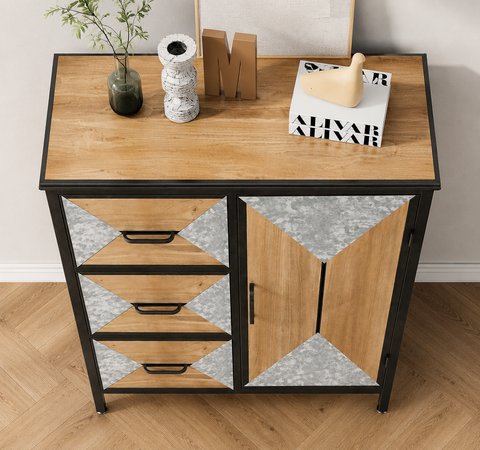 Solid Wood Accent Cabinet | 3 Drawers & 1 Door Living Room Storage – Oakvello