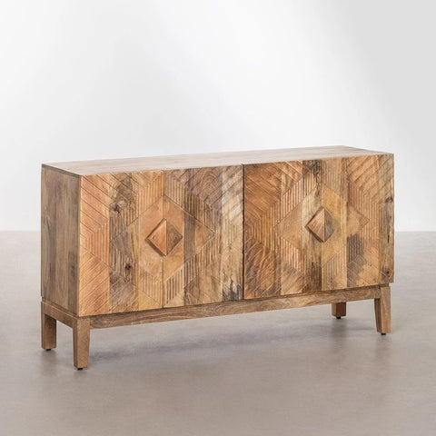 Diko Solid Mango Wood Sideboard | Living Room Storage Cabinet – Oakvello