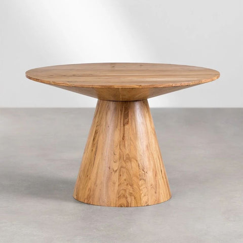 Weymar 120cm Round Solid Acacia Wood Dining Table | Kitchen Furniture – Oakvello