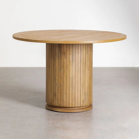 Analis 120cm Round Solid Mango Wood Dining Table | Kitchen Furniture – Oakvello
