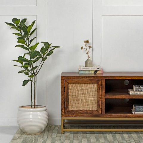 Solid Mango Wood TV Stand | Media Console & Living Room Storage – Oakvello
