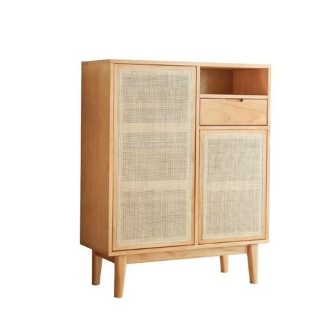 Natural Solid Wood & Cane Sideboard | Boho Living Room Storage – Oakvello