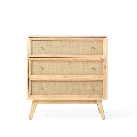 Rattan & Solid Wood Chest of Drawers | Boho Bedroom Storage Dresser – Oakvello