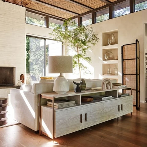 Winterwood & Light Bronze 80-Inch Solid Wood Media Console Table | Living Room Furniture – Oakvello