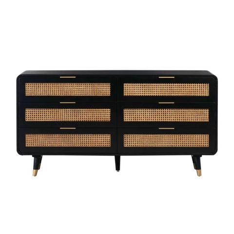 Lucia Rattan & Solid Wood Chest of Drawers | Boho Bedroom Dresser – Oakvello