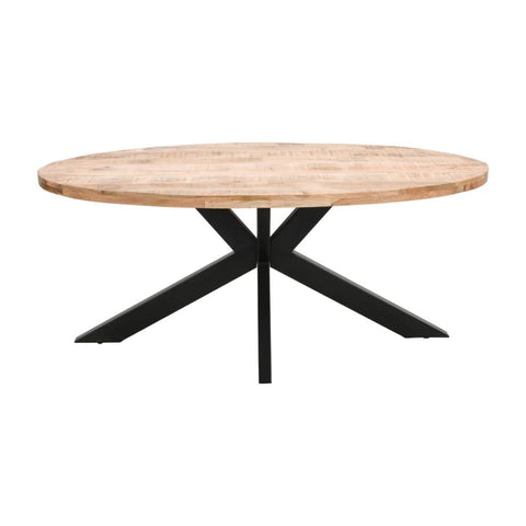 6-8 Seater Oval Solid Mango Wood Dining Table | Large Kitchen Furniture – Oakvello