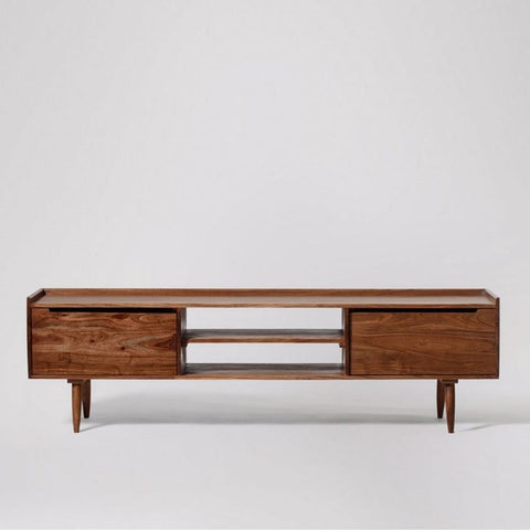 Solid Sheesham Wood TV Cabinet | Media Console & Living Room Storage – Oakvello