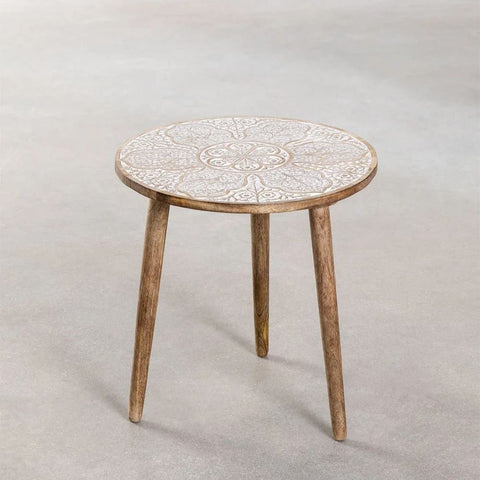 Tienga 45cm Round Solid Mango Wood Side Table | Living Room Accent Furniture – Oakvello
