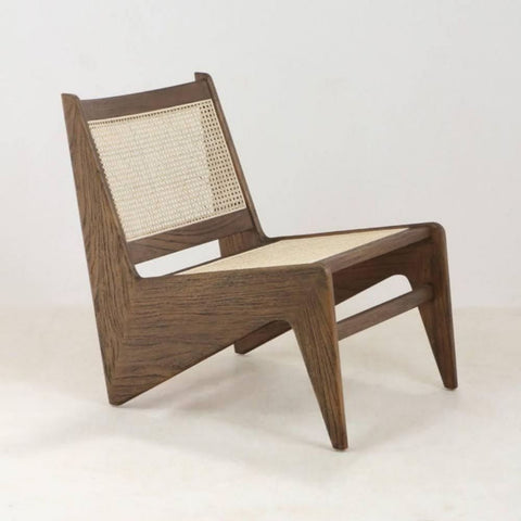 Kangaroo Cane Rattan Chair | Solid Wood Boho Accent Seating – Oakvello