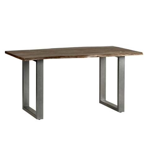 Grey Live Edge 1.5M Dining Table | Solid Wood & Metal Legs – Oakvello
