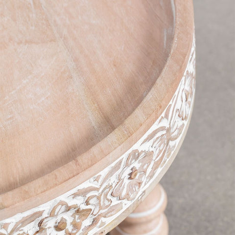 Round Solid Mango Wood Coffee Table | Natural Living Room Centre Table – Oakvello