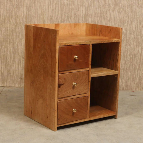 Light Finish 3-Drawer Bedside Unit | Solid Wood Bedroom Nightstand – Oakvello