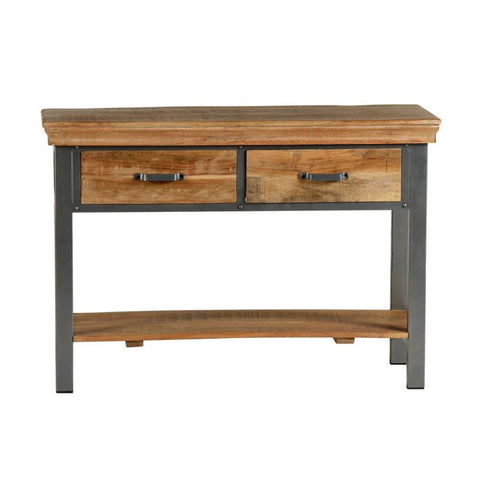 Industrial Solid Wood 2-Drawer Console Table | Entryway Furniture – Oakvello