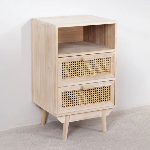 Ralik Solid Wood Bedside Table with Drawers | Bedroom Nightstand – Oakvello