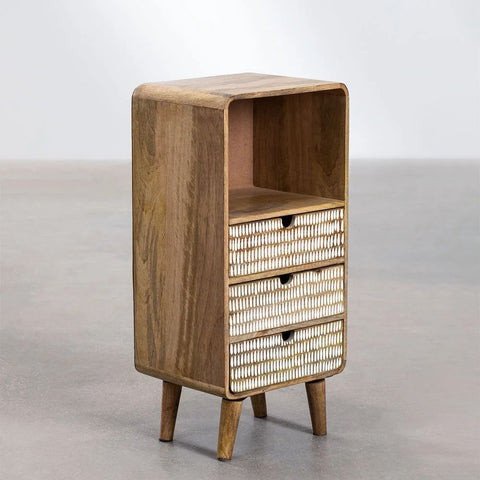 3-Drawer Solid Mango Wood Bedside Table | Bedroom Nightstand – Oakvello