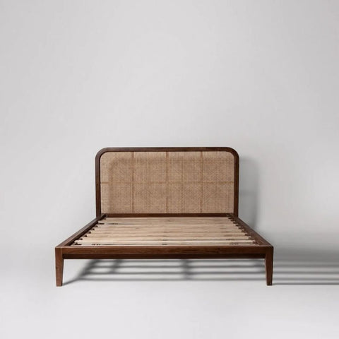 Cane Rattan Bed | Solid Wood Boho Bedroom Furniture – Oakvello