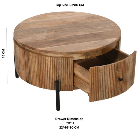 York Natural Solid Wood Coffee Table with Metal Legs | Living Room Furniture – Oakvello