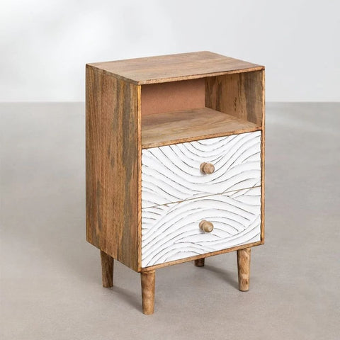 Solid Mango Wood Bedside Table | Warm Finish Bedroom Nightstand – Oakvello