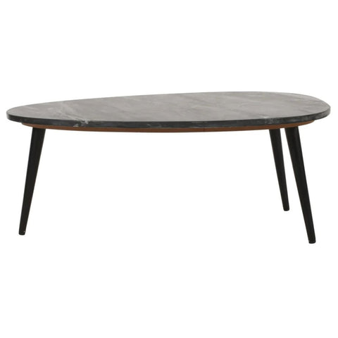 Solid Wood Coffee Table with Black Marble Top & Metal Legs | Living Room Furniture – Oakvello