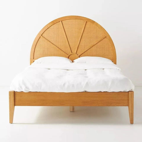 Cane & Solid Wood Bed | Handcrafted Rattan Bedroom Furniture – Oakvello
