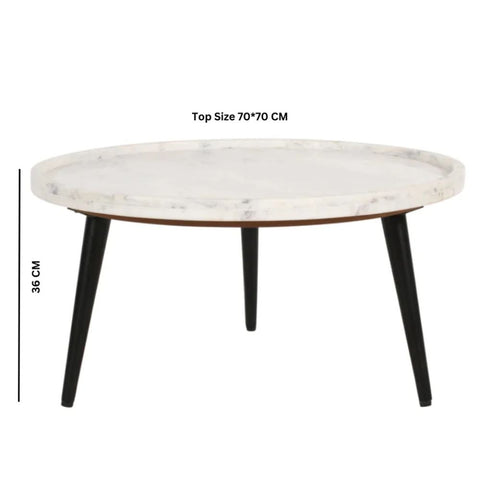 Jaipuri York Marble Top Coffee Table with Metal Legs | Living Room Furniture – Oakvello