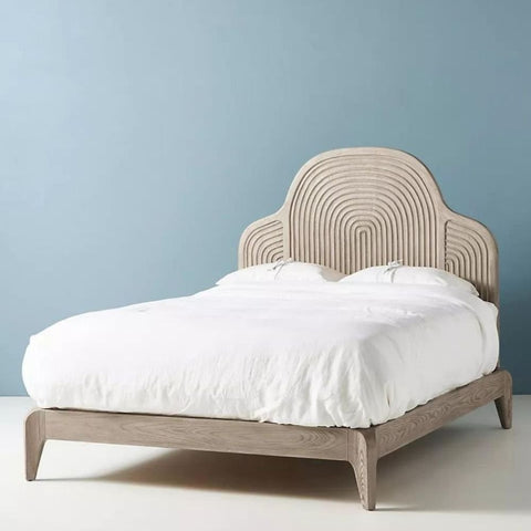 Jaipuri Carved Solid Wood Bed | Handcrafted Heritage Bedroom Furniture – Oakvello