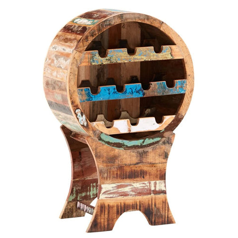 Jaipuri Reclaimed Boat Wood Wine Cabinet | Eco-Friendly Home Bar Storage – Oakvello