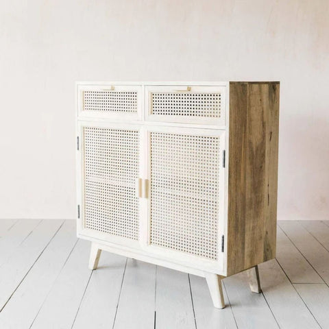 Solid Wood Side Cabinet with 2 Doors & Drawers | Living Room Storage – Oakvello