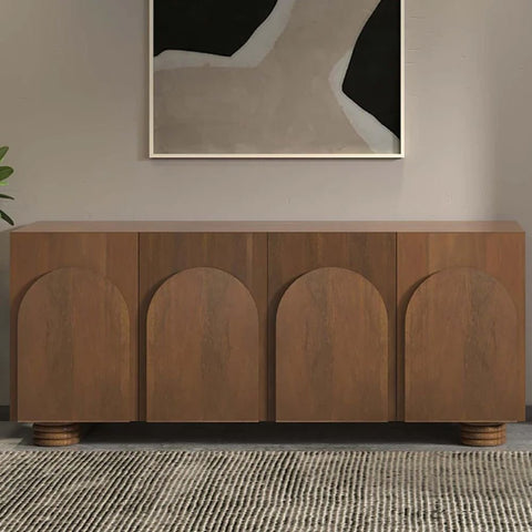 Solid Mango Wood Sideboard with Storage | Living Room Cabinet – Oakvello