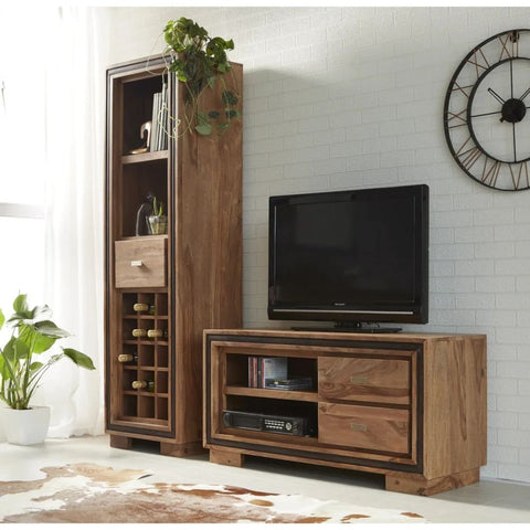 Jaipuri Solid Sheesham Wood Wine Bookcase | Home Bar & Display Storage – Oakvello