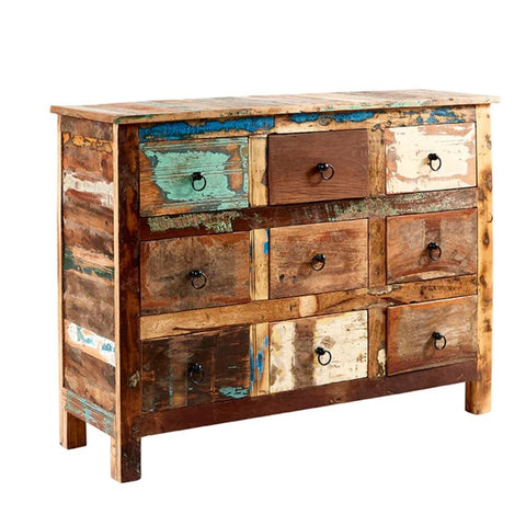 Reclaimed Boat Wood 9-Drawer Chest | Eco-Friendly Bedroom Storage Dresser – Oakvello