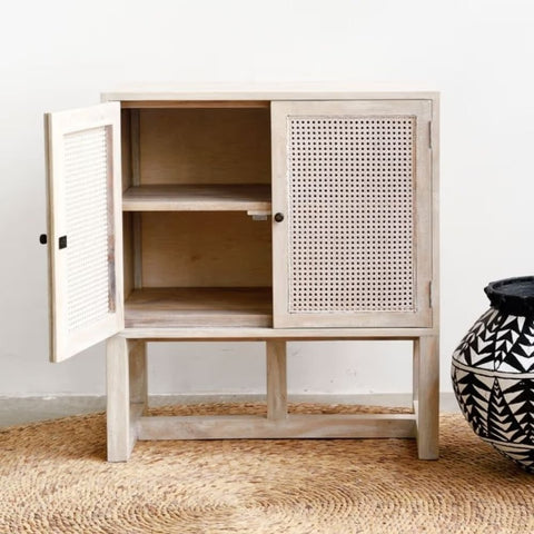 2-Door Whitewash Sideboard | Rustic Solid Wood Storage Cabinet – Oakvello