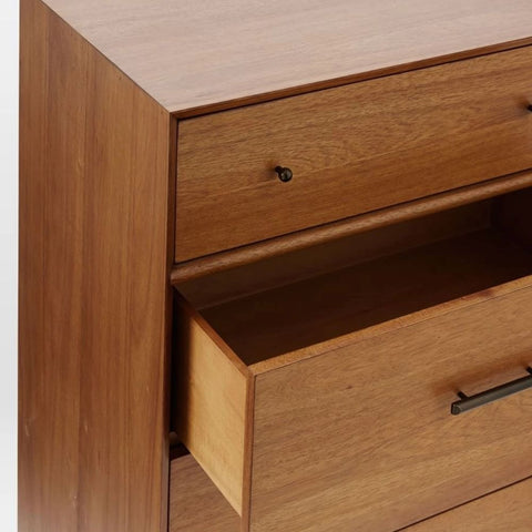 Mid-Century 5-Drawer Solid Wood Dresser | Retro Bedroom Storage – Oakvello