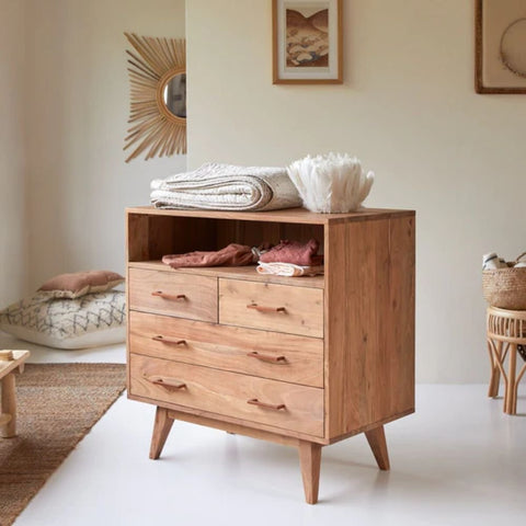 Acacia Bliss Chest of Drawers | Solid Wood Bedroom Dresser – Oakvello