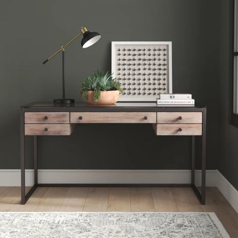 Rectangular Solid Wood Desk | Home Office Writing Table – Oakvello