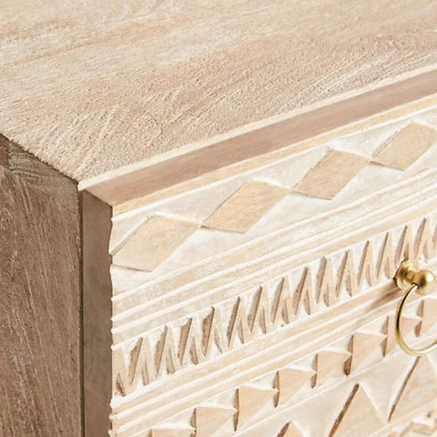 Hand Carved 6-Drawer Cabinet | Artisan Solid Wood Storage Furniture – Oakvello