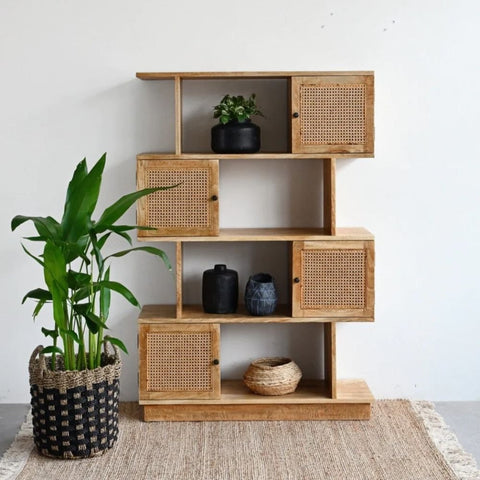 Modern Solid Wood Bookshelf with Storage | Living Room Display Cabinet – Oakvello