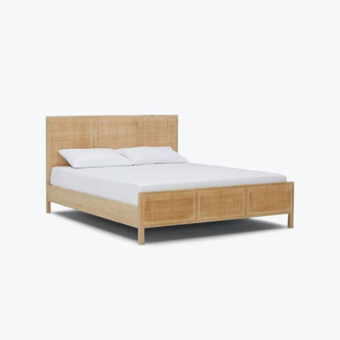 Rattan & Solid Wood Bed | Handcrafted Boho Bedroom Furniture – Oakvello