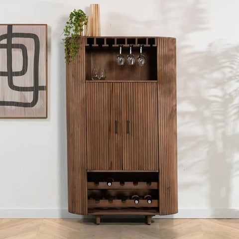 Modern Solid Wood Bar Cabinet | Home Bar Storage Furniture – Oakvello