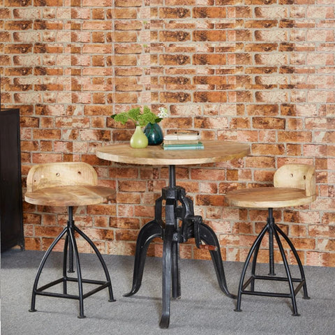 Jodhpuri Upcycled Wood Bar Stool | Handcrafted Solid Wood Kitchen Seating – Oakvello