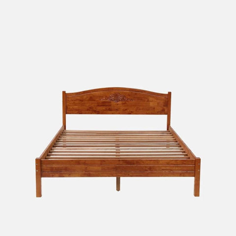 Honey Finish Solid Wood Double Bed Frame | Warm Tone Bedroom Furniture – Oakvello