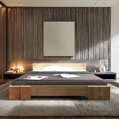 Teak Finish Solid Mango Wood Bed | Premium Bedroom Furniture – Oakvello
