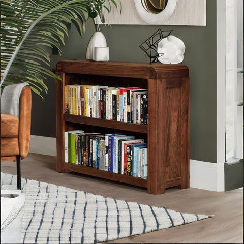 Solid Mango Wood Small Bookcase | Compact Living Room Display Storage – Oakvello