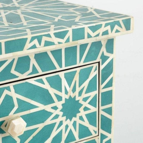Ajmeri Green Bone Inlay 4-Drawer Chest | Artisan Bedroom Dresser – Oakvello