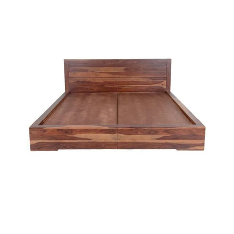 Walnut Solid Wood Queen Bed Without Storage | Premium Bedroom Furniture – Oakvello