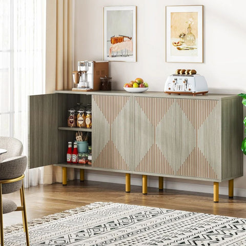 White Modern Solid Wood Sideboard | Contemporary Living Room Storage – Oakvello