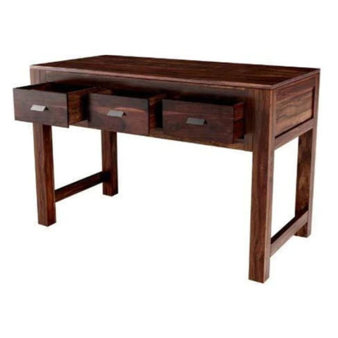 3-Drawer Solid Sheesham Wood Study & Laptop Table | Teak Finish Home Office Desk – Oakvello