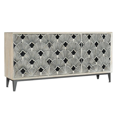 Jaipuri White Distress Floral Bone Inlay Furniture | Handcrafted Artisan Piece – Oakvello