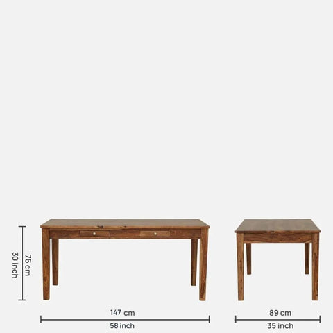 6-Seater Solid Sheesham Wood Dining Set with Bench | Rustic Teak Finish – Oakvello