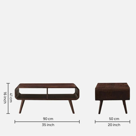 Teak Finish Solid Sheesham Wood Coffee Table | Living Room Furniture – Oakvello